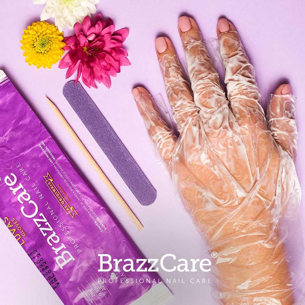 BrazzCare BalbCare Gloves Перчатки для бразильского маникюра в комплекте 1 напильник и палочка