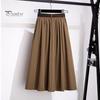 Женская юбка миди, однотонная, с высокой талией, большим подолом, юбка А-силуэта с поясом, мягкая дышащая юбка с драпировкой