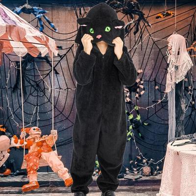 Косплей Костюм Кошка Комбинезон с Капюшоном Шляпа Полиэстер Легкий Наряд Подходит для Тематических Вечеринок