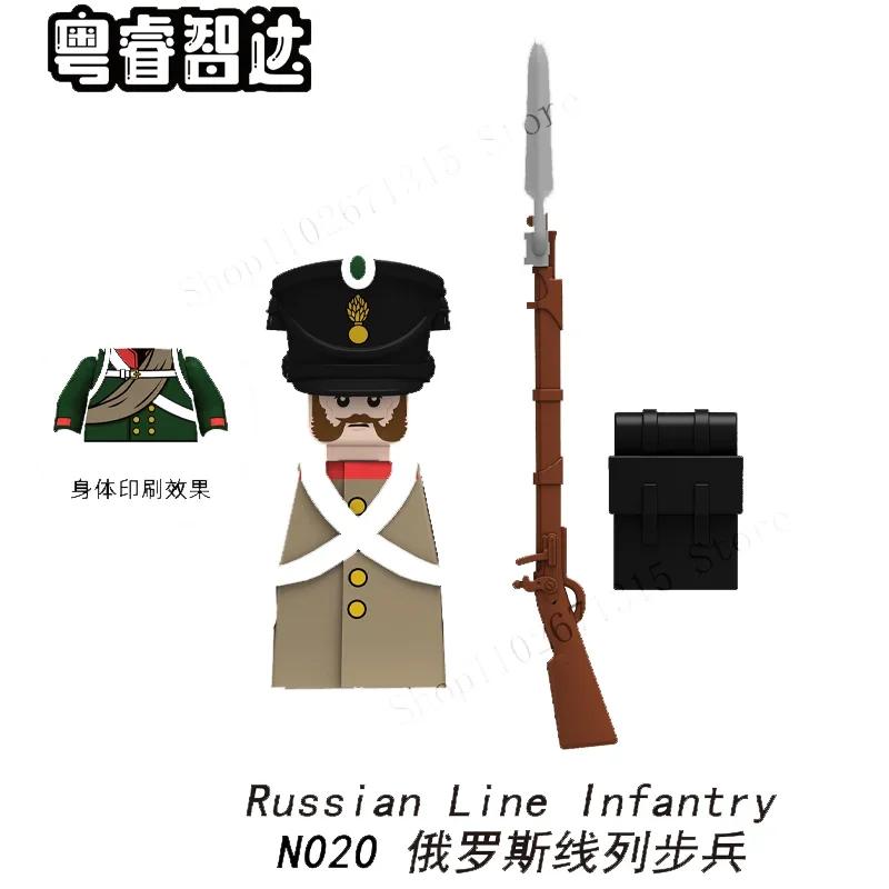 Napoleonic Wars Military Soldiers Building Blocks British France Prussia Cavalry Army Russian Infantry Figures Bricks Kids Toys
