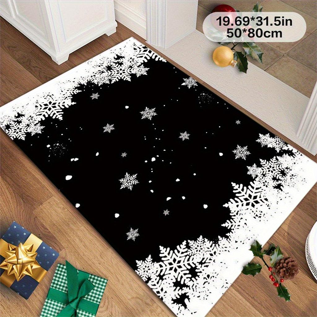 1 шт. Коврик для пола с узором снежинки Современный кухонный полиэстеровый ковер Противоскользящий красочный ковер для помещений, Для дома ванной спальни гостиной декора