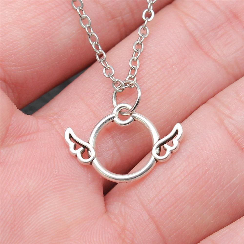 Ожерелье с крыльями ангела в форме персикового сердца, 40 см, короткая цепочка, украшения для девочек, День отца, кавайные материалы