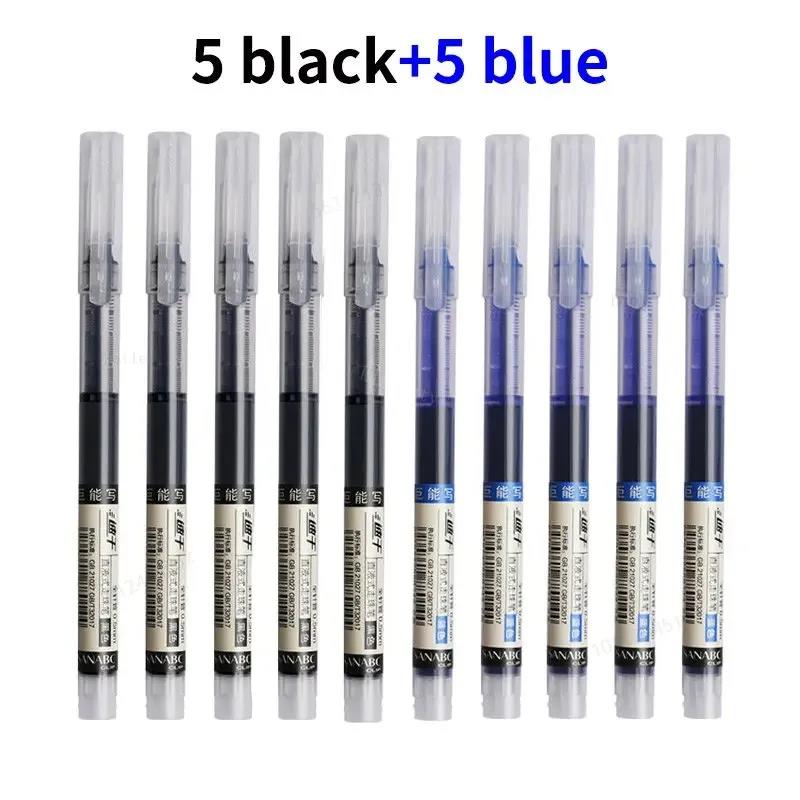 10pcs Rolling Ball Pens Quick Dry Ink, 0.5 mm Extra Fine Point Pens Liquid Ink Pen Rollerball Pens For Office School Stationery