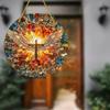 Angel Wing Suncatcher Hanging Decoration Stained Glass 2D Flat Acrylic Glass Window Wall Hanging Round Sign Ornament Christian Religious Gift