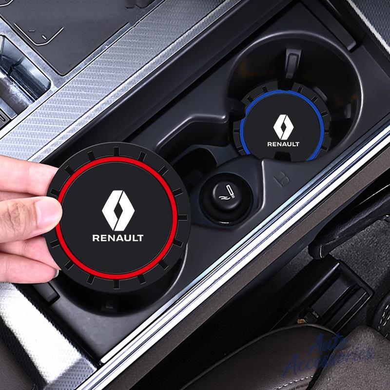 2PC PVC Silicone Car Coaster Water Cup Slot Mat Anti-slip Pad For Renault RS Clio Megane 2 3 4 Captur Trafic Scenic 2 Twingo Zoe R999