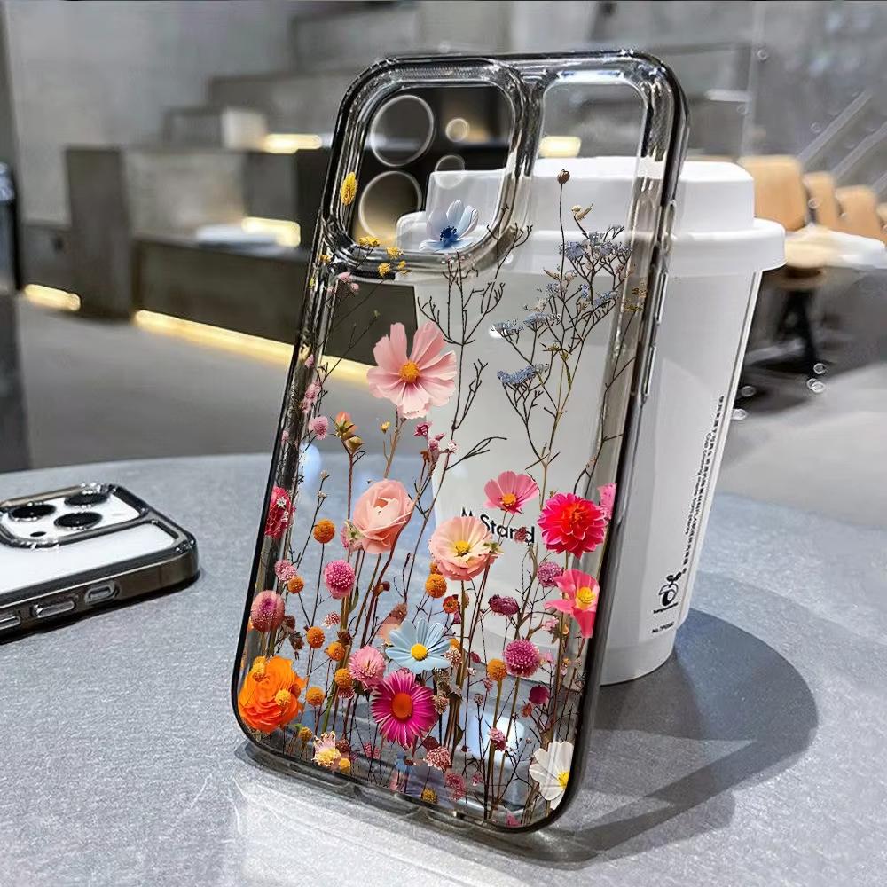 Абстрактные Растения Цветок Чехол для Телефона Для iPhone 16 Pro Чехол iPhone 13 15 11 12 14 Pro Max 16e 8 7 Plus XR XS X SE Прозрачный Мягкий Чехол