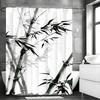 Elegant Bamboo Art Shower Curtain for a Zen Bathroom, Featuring Traditional Black and White Ink Painting. This Minimalist