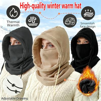 Унисекс зимняя балаклава вязаная шапка ветрозащитный велосипедный шарф-кепка мужская женская теплая флисовая лыжная маска со шнурком экипировка для холодной погоды