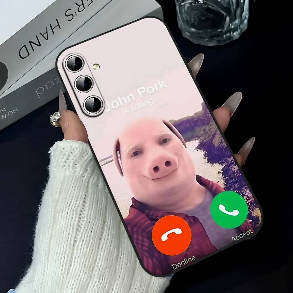 John Pork Звонит Чехол для телефона с функцией ответа на звонок Для Samsung Galaxy S21 S22 S23 S24ULTRA S25ULTRA FE Ultra Plus5G A52S S26 Мягкий чехол