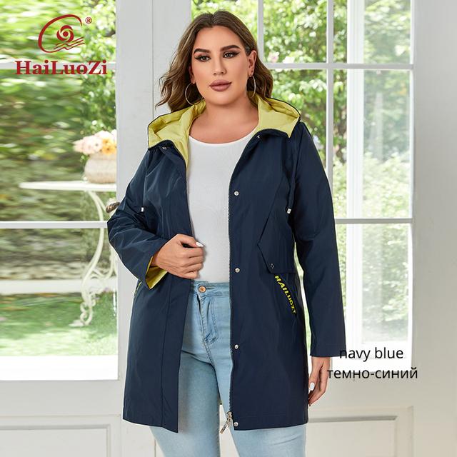 HaiLuoZi Женская одежда больших размеров, двухслойный новый Тренч средней длины, высококачественная ветрозащитная молния, стильные женские парки 735