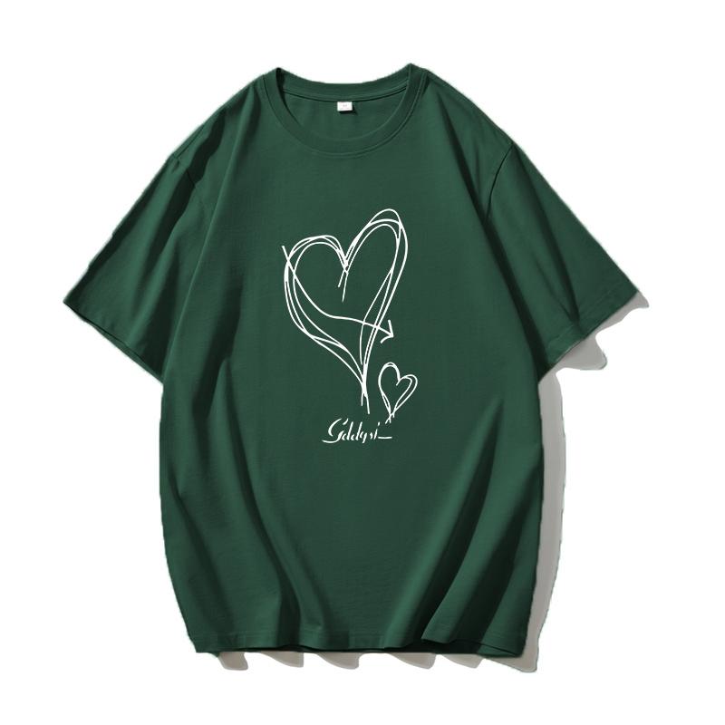 Shellsuning Kawaii футболки с принтом в виде сердца женские летние простые свободные футболки с круглым вырезом повседневные хлопковые женские топы на мягкой основе