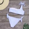 WTEMPO Сексуальный женский купальник в полоску с завязками на одно плечо и бикини