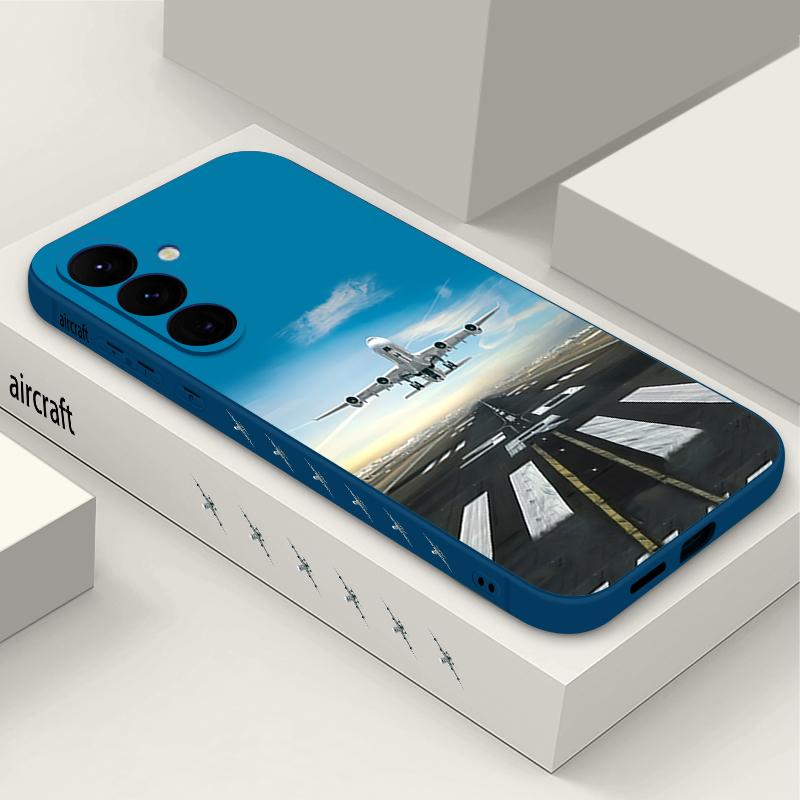 Airplane Collage Pattern Case For Samsung Galaxy S25 S24 Ultra S23 S22 Plus S21 FE A15 A16 A17 A26 A35 A36 A54 A55 A56 5G Lanyard Case Cover Funda