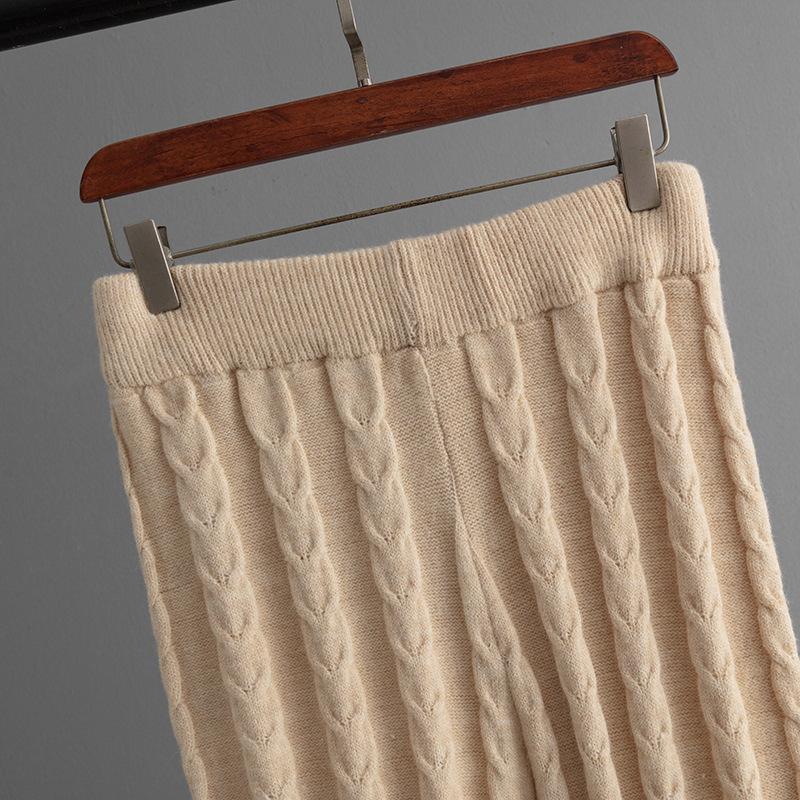 QICED Однотонный свитер с полувысоким воротником и костюм с переплетением для женской осенне-зимней моды. Вязаный женский костюм-двойка.