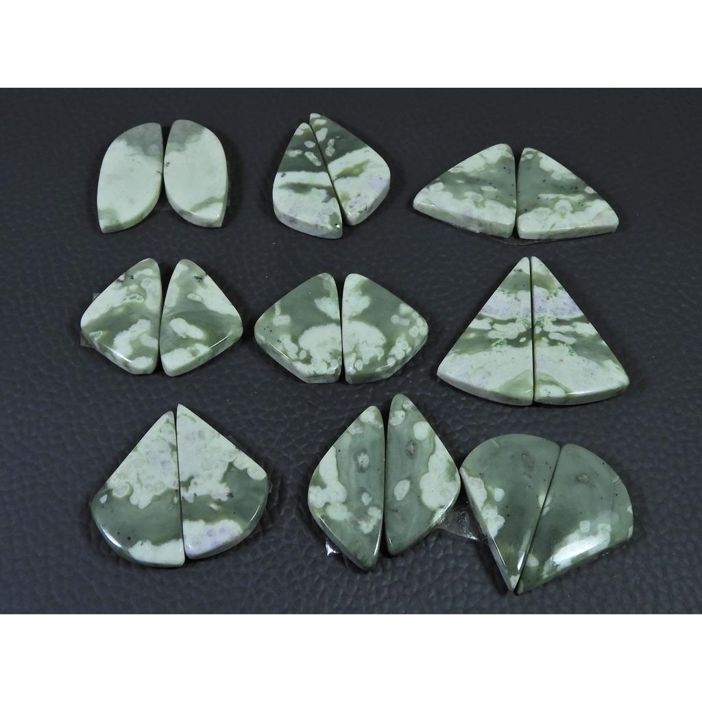 20-29 MM Natural Peace Jade Matched Pair Fancy Cabochon Gemstone 9 Pair Lot C-774