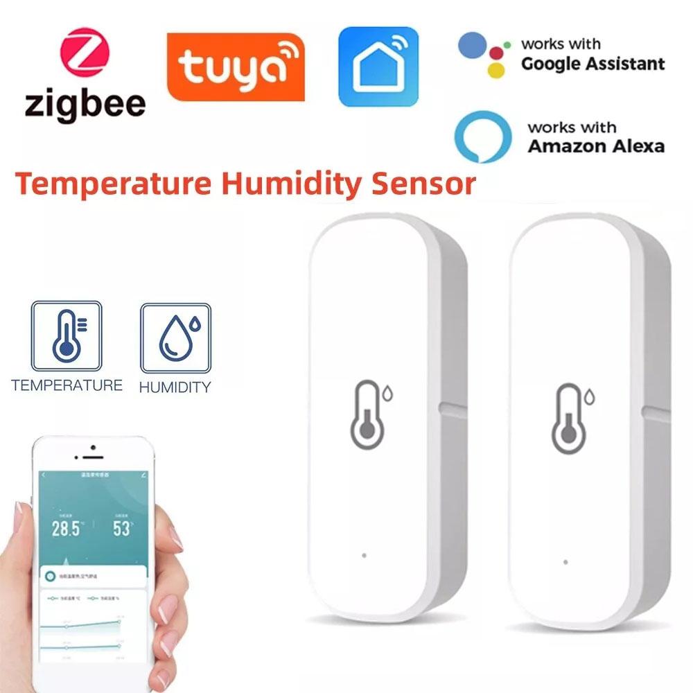 1-4 шт. Tuya Zigbee/Cozylife WiFi Датчик температуры и влажности Мониторинг в реальном времени Удаленный мониторинг через приложение Голосовые оповещения Alexa Google Assistant