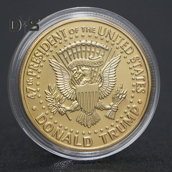 Золотая коллекционная монета президента Америки, резной значок 47-го президента США, круглый металлический медальон, украшение для домашнего офиса