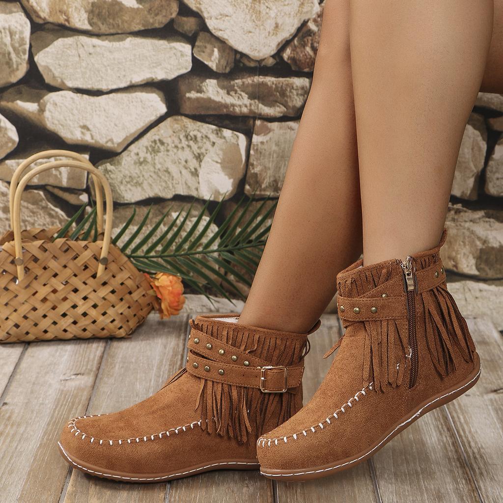 Fashion 2025 Winter New Winter New Woman Designer Fringes Retro Ankle Boots Woman  Fashion Casual Cozy Walking Shoes Shoes for Women