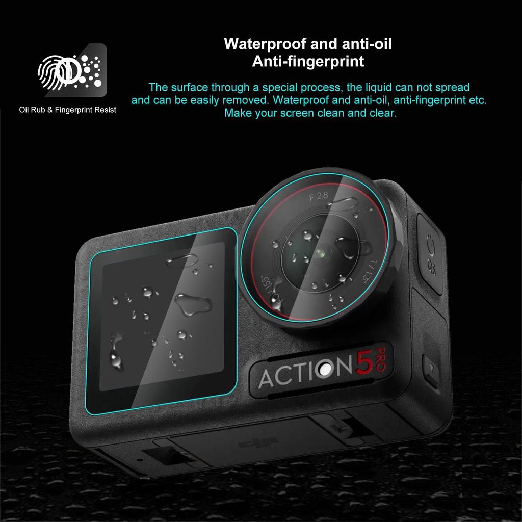 PULUZ Fat Cow Diamond Explosion-Proof Film for DJI Osmo Action 5 Pro: Lens + Front/Rear Display.