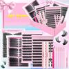 Set of false eyelashes in a pink package (includes 6 packs of false eyelashes, glue, glue remover and a small brush)