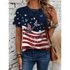 Женская футболка с круглым вырезом и принтом американского флага и бабочек - Повседневный топ с коротким рукавом для весны/осени, ярких цветов, с принтом