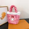 Зимняя новая клетчатая пушистая сумка для ручной носки, милая кроличья женская сумка для хранения, мультяшная сумка-корзина для ручной носки