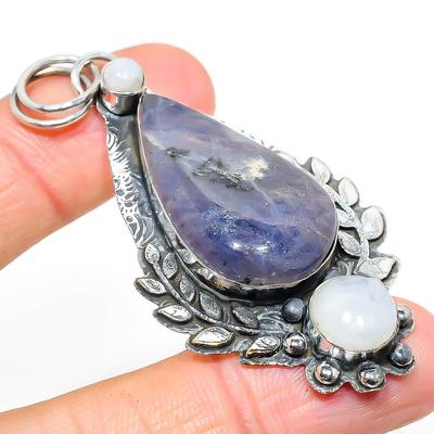 Подвеска Sunstone In Lolite, Larimar из стерлингового серебра 925 пробы 2,68 дюйма W9e42