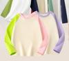 2025 Милая мультяшная футболка с длинным рукавом реглан в цветной блок для девочек