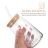 350ml/550ml Glass Cups with Bamboo Lids and Straw 1pc Mason Jars Coffee Mug Beer Can Shaped for Cocktail Whiskey Milk Juice Cola