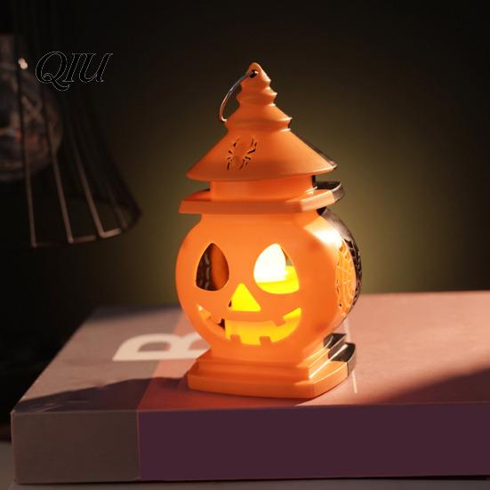 Flameless Pumpkin Decoration Halloween Castle Lantern, Handheld Glowing Jack O Lantern Decorative LED Light for Kids, Spooky Party Prop, Night