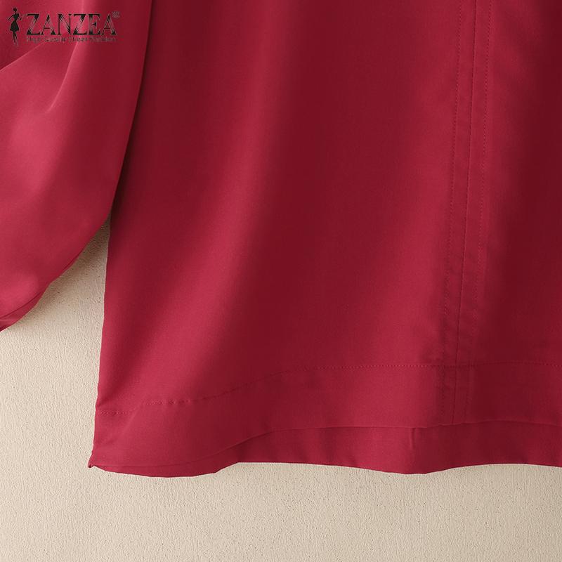 ZANZEA Women Casual Round Neck Solid Color 3/4 Sleeve Blouse