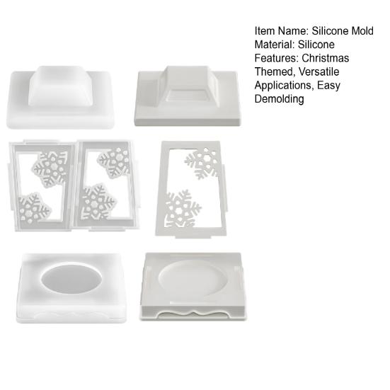 Форма для подсвечника на Рождество Гибкая антипригарная силиконовая форма Форма для литья рождественского фонаря из смолы гипса Лось Снежинка Снеговик Подсвечник