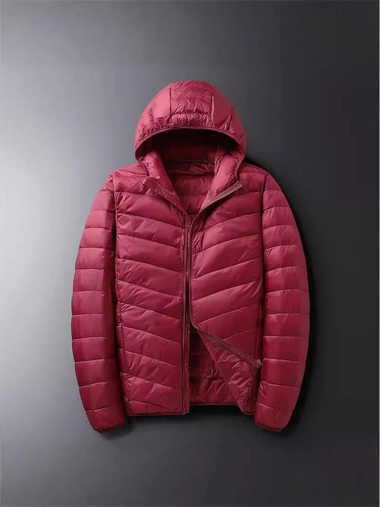 Мужская легкая пуховая куртка с капюшоном NASA - Зимняя мода, Короткая, Простая, Упаковываемая, Универсальная