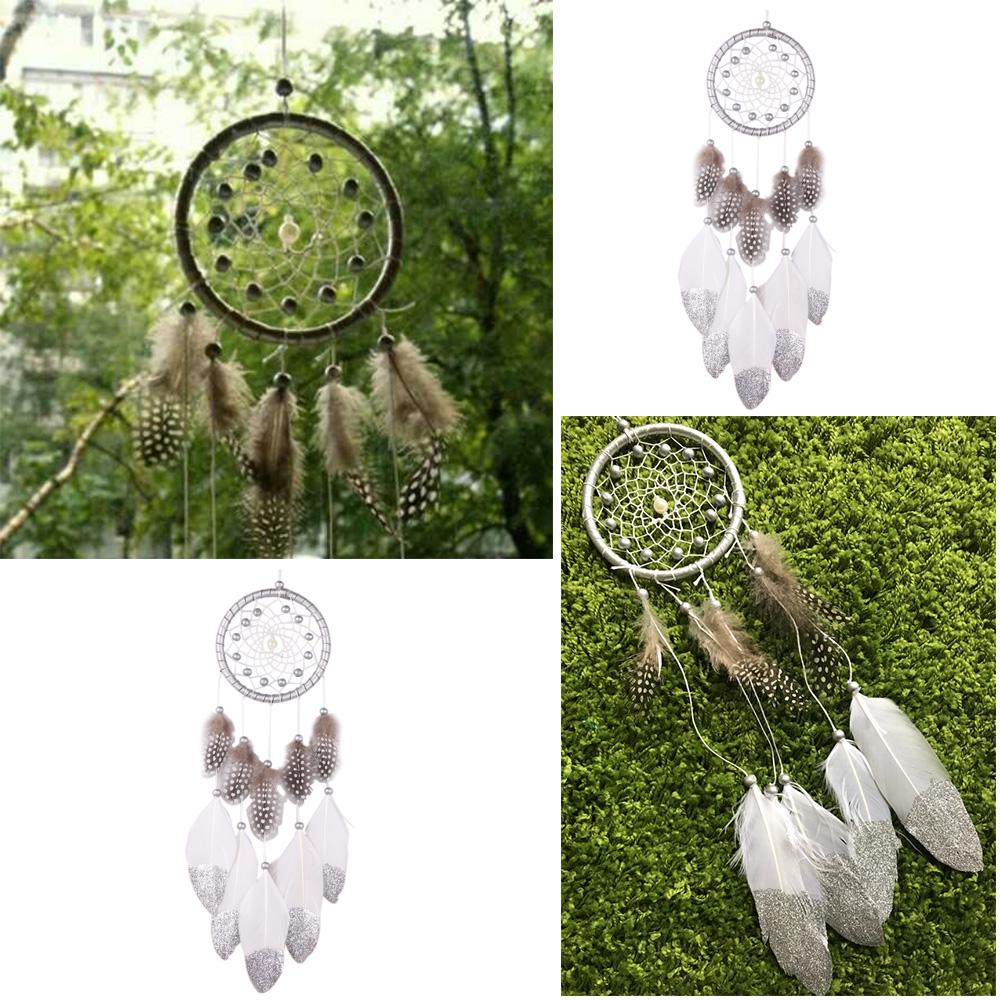 Ловец снов из серебряных бусин ручной работы, подвеска в виде перьев в индийском стиле, ловец снов, креативное подвесное украшение для автомобиля