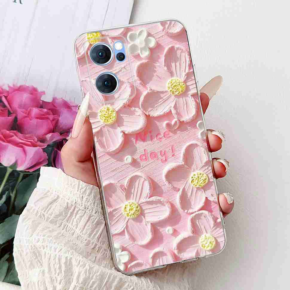 Чехол для Oppo Reno7 5G Милый Кот Цветок Расписная Крышка Мягкие Fundas Чехол для Телефона Для Oppo Find X5 FindX5 Lite Reno 7 5G Задняя Крышка