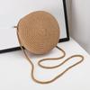 Round Women Woven Beach Crossbody Bag Rattan Handmade Knitted Small Straw Shoulder Bag