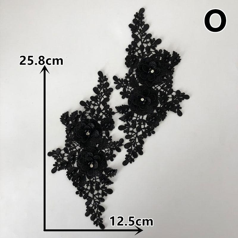 1 Pair Wedding Bridal Sew On Hollow Flower Lace Trim DIY Patches Embroidery Applique 3D