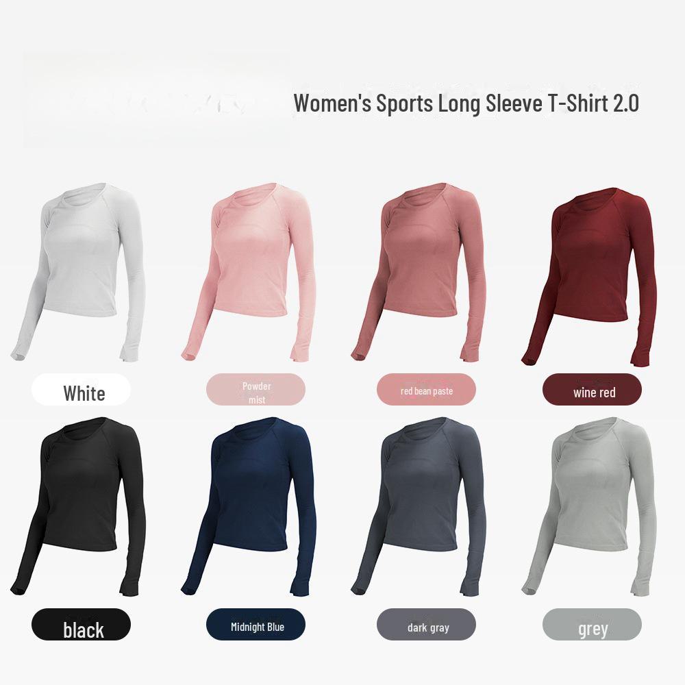 Женская бесшовная футболка для йоги с высокой эластичностью 2.0 - быстросохнущая, с длинным рукавом, спортивная одежда