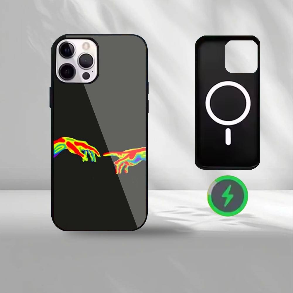 Термоизображения Чехол для телефона Для iPhone17,16,15,14,13,12,11 Max Черный Беспроводная зарядка Защитный чехол