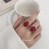 Кольцо Retro Nanhong Geometric Red из серебра 925 пробы — французский стиль для женщин