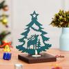 Merry Christmas Tree Reindeer Showpiece Decorative Tea Light Candle Holder(Wooden Green)|Christmas Decoration Items for Home Office