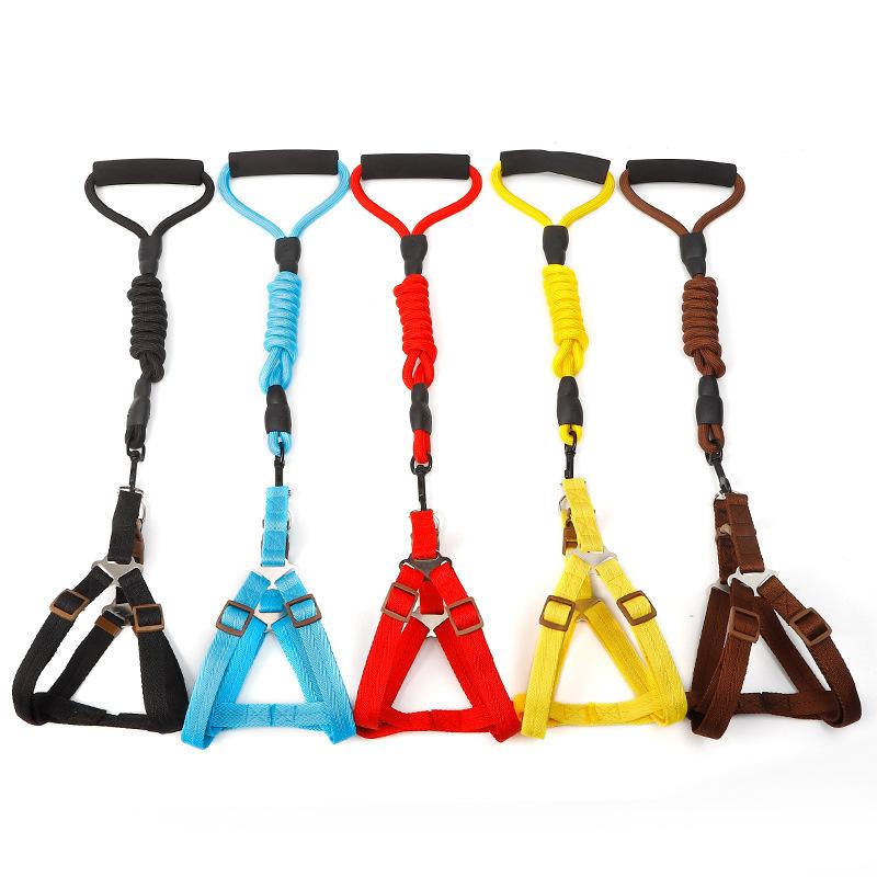 Поводок для домашних животных однотонный износостойкий альпинистский трос для средних и крупных собак, уличный, с пенопластовой ручкой, взрывозащищенный