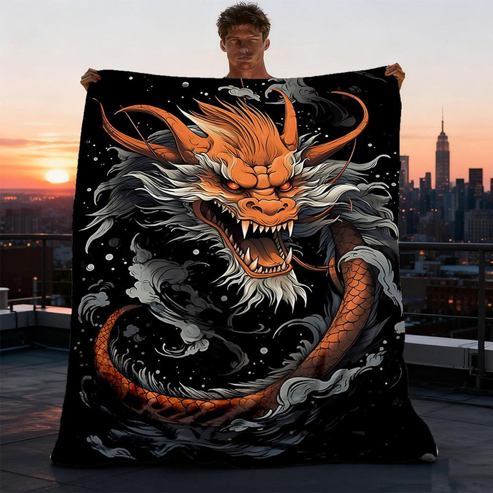 1pc Dragon Artwork Outdoor Blanket, Soft And Comfortable Blanket, Casual Warm Outdoor Blanket, Good Birthday Gift yy251201158