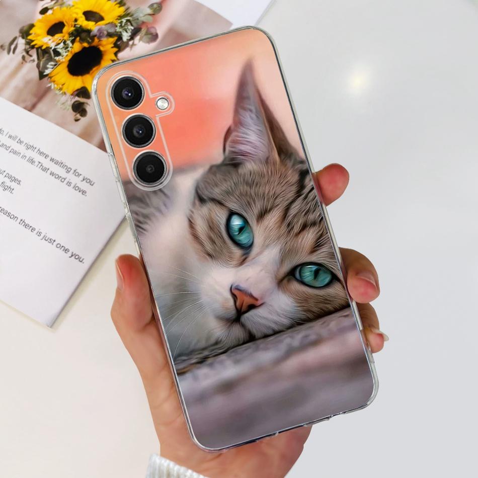 For Samsung Galaxy A24 SM-A245F Phone Case Stylish Cat Painted Soft Silicone TPU Cover For Samsung A24 A34 A54 A346B SM-A546B