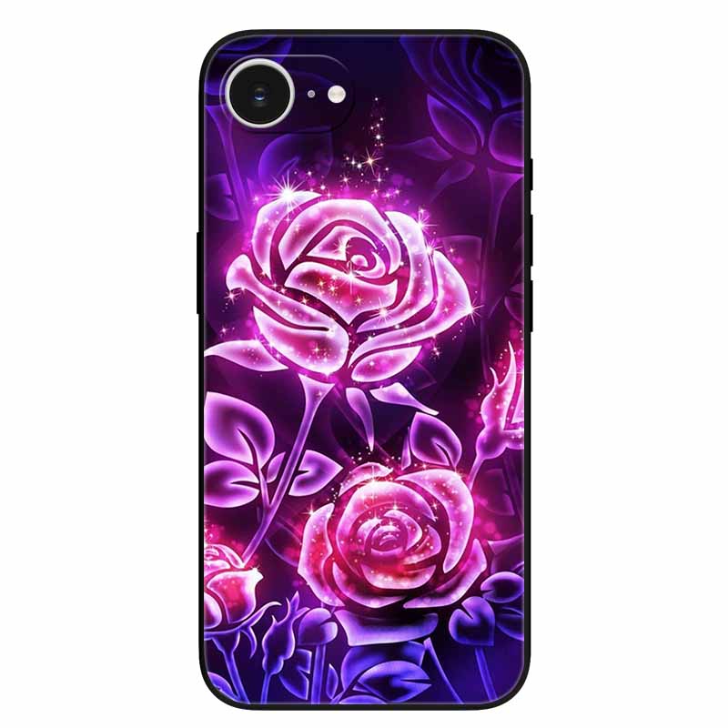 Black Phone Case Cover For Apple iPhone 16e Cases Printed TPU Soft Bumper Shell for iPhone16e 16e 2025 Protection Silicon Covers
