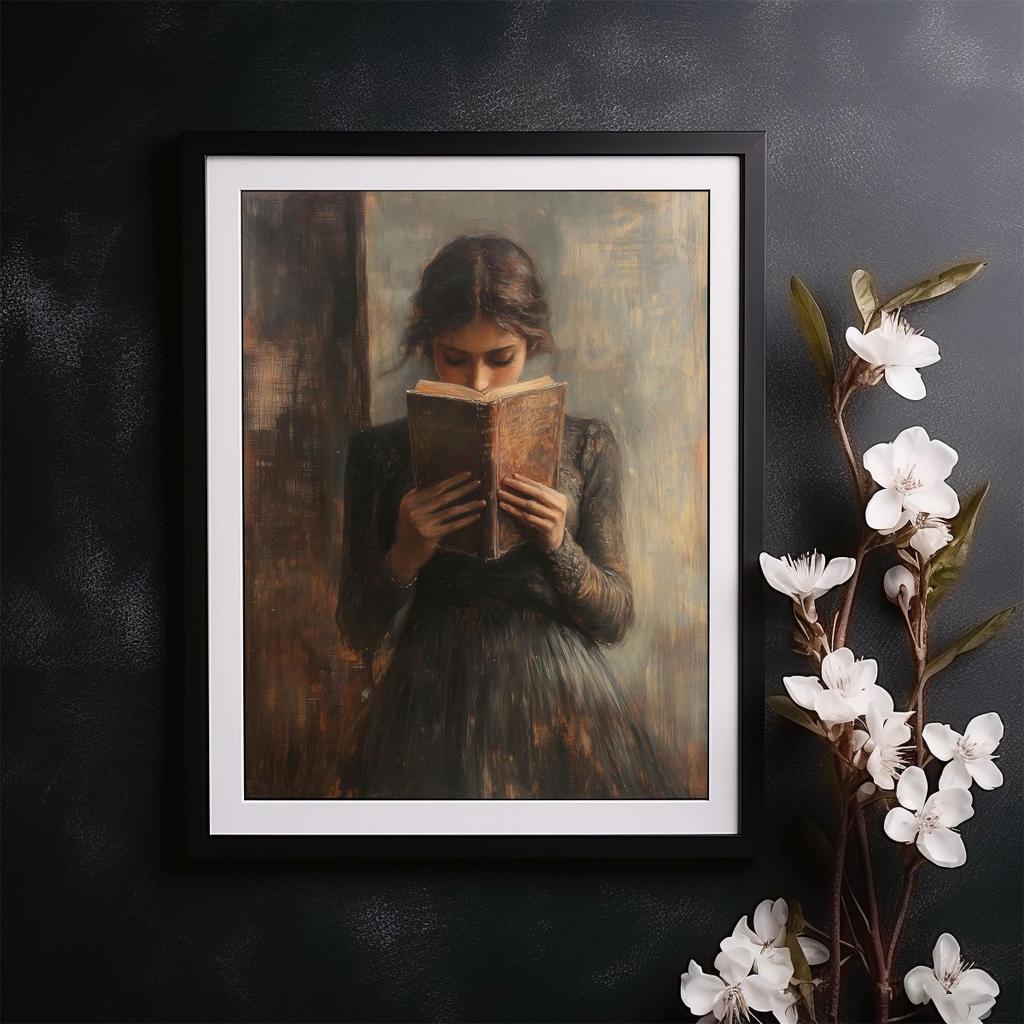 Винтажный Женский Портрет Читающий Холст Принт Постер Ретро Эстетика для Спальни Настенное Искусство Домашний Декор Арт Постер Подарок-без рамы