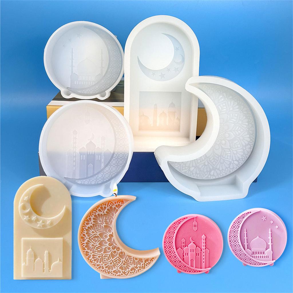 Moon Castle Pattern Silicone Mold Fondant Chocolate Mold Scented Candle Mold Table Ornament Epoxy Resin Mold Nonstick