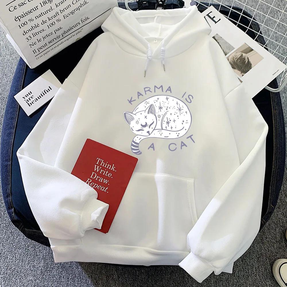 The Eras Tour Karma Is A Cat 2D-принт Мужские Женские Толстовки Повседневные Пуловеры Оверсайз Популярные Толстовки Уличной Моды