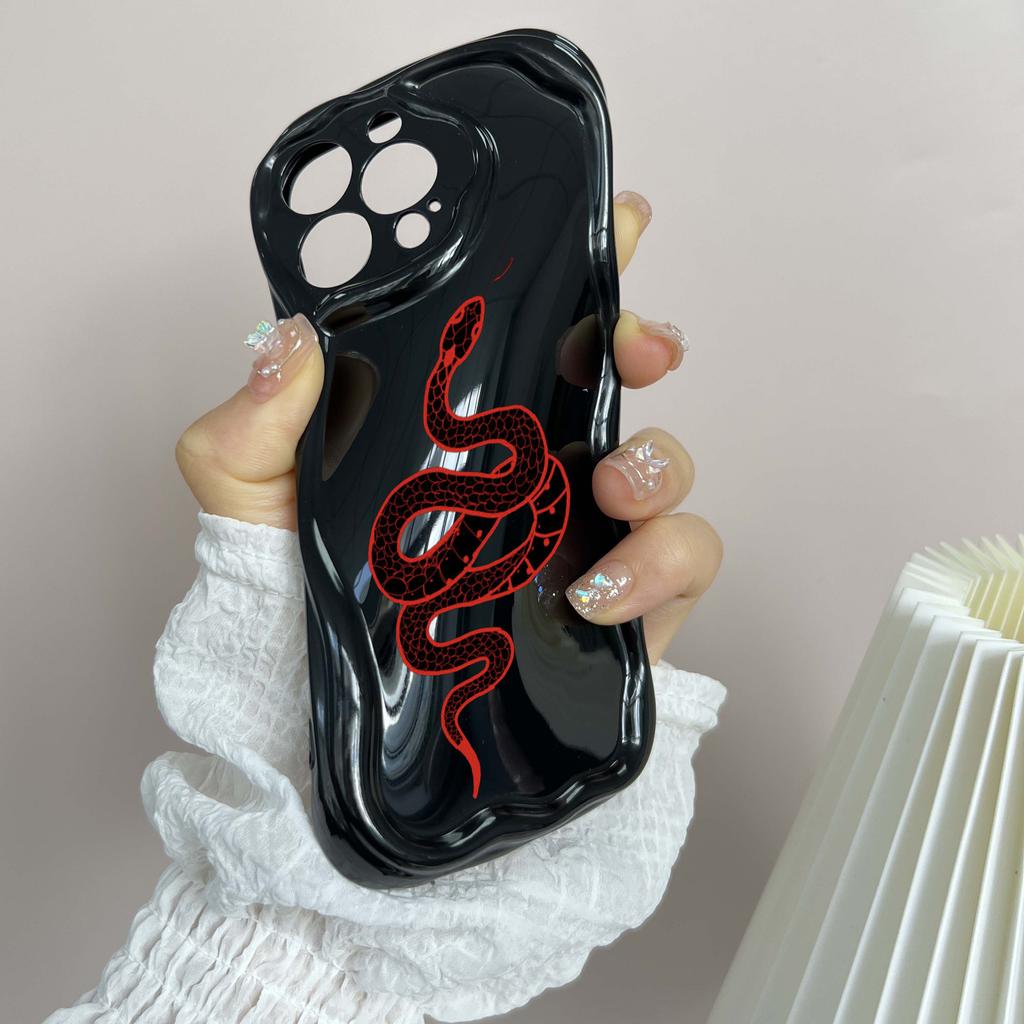 N73 Мягкие волнистые чехлы для телефонов со змеиным дизайном из черного золота для Samsung A54 A34 A13 A14 S23 S24 Ultra Xiaomi Redmi Note13 Realme Infinix, защитный бампер