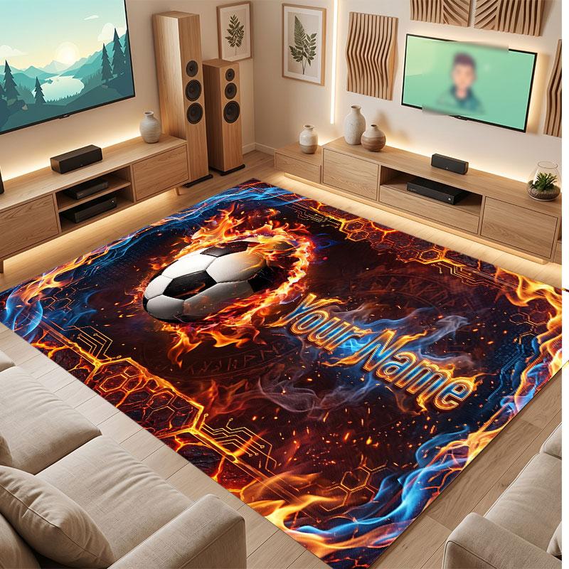 Decorative Artwork Theme Crystal Velvet Floor Rug Personalized Custom Name Text Warm Carpet Home Decoration